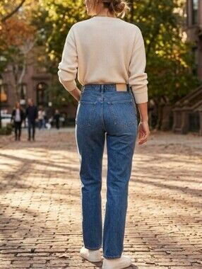 Everlane Straight Leg Jeans in Medium Blue